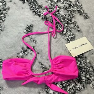 Mara Hoffman Swimwear Top Womens Size XS Pink Yayi Rosashckng Tie Neck UPF 50‎